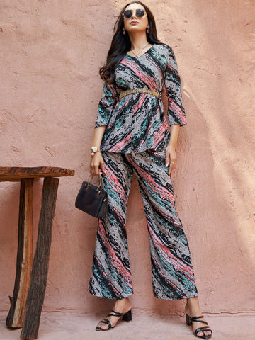 Black Cotton Printed Co-ords set