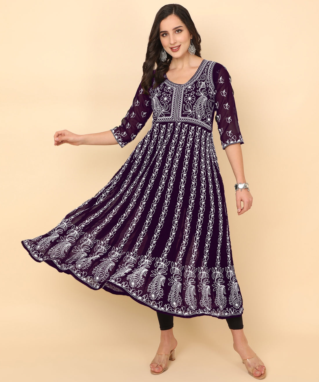 Georgette Chikankari Embroidered Anarkali Kurta