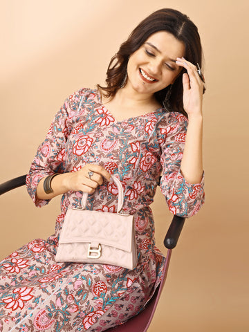 Cotton Blend Floral Print Straight Kurta Pant set