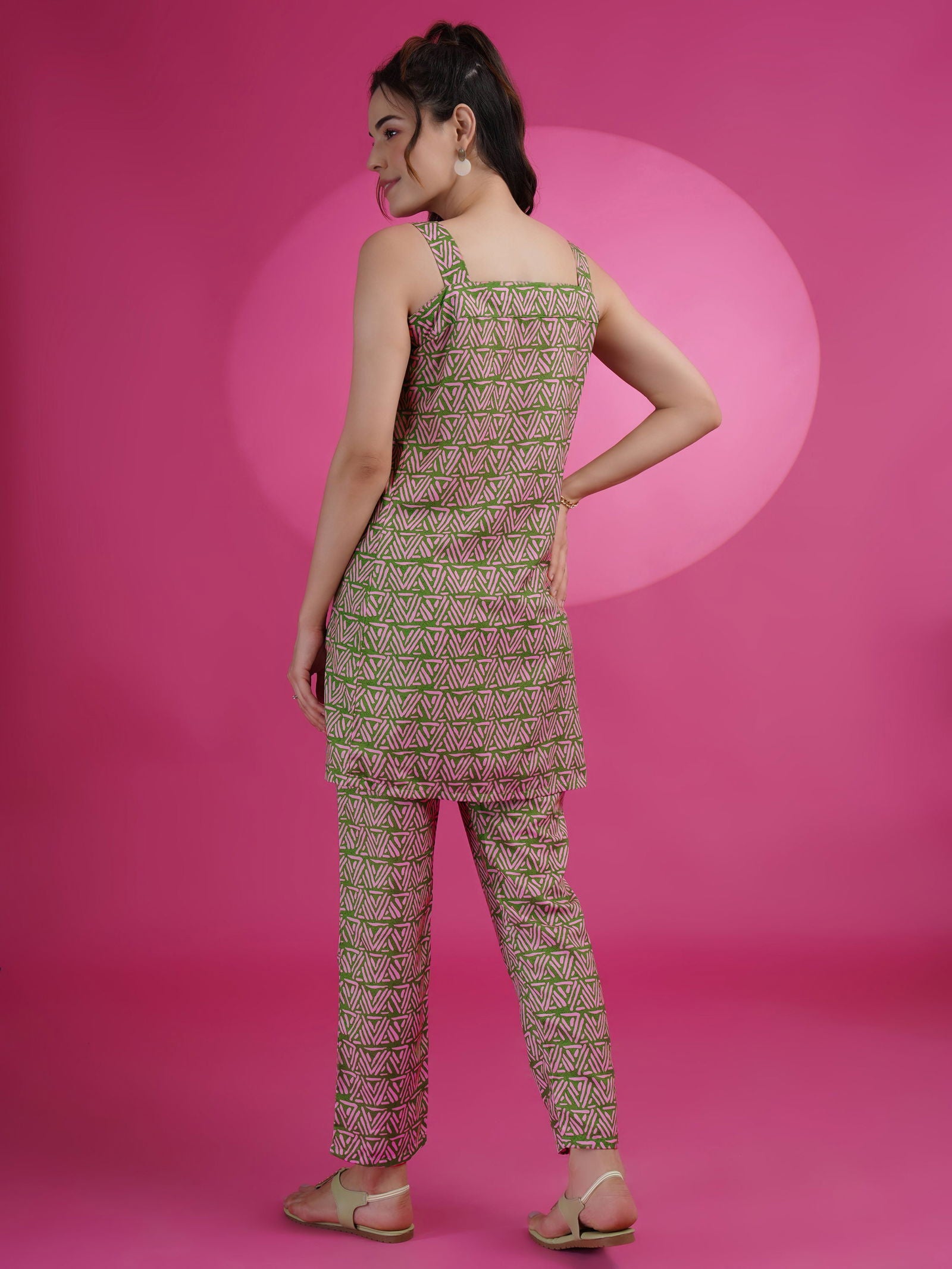Youthnic - Rayon Digital Print A-line Sleeveless Co-ords Set