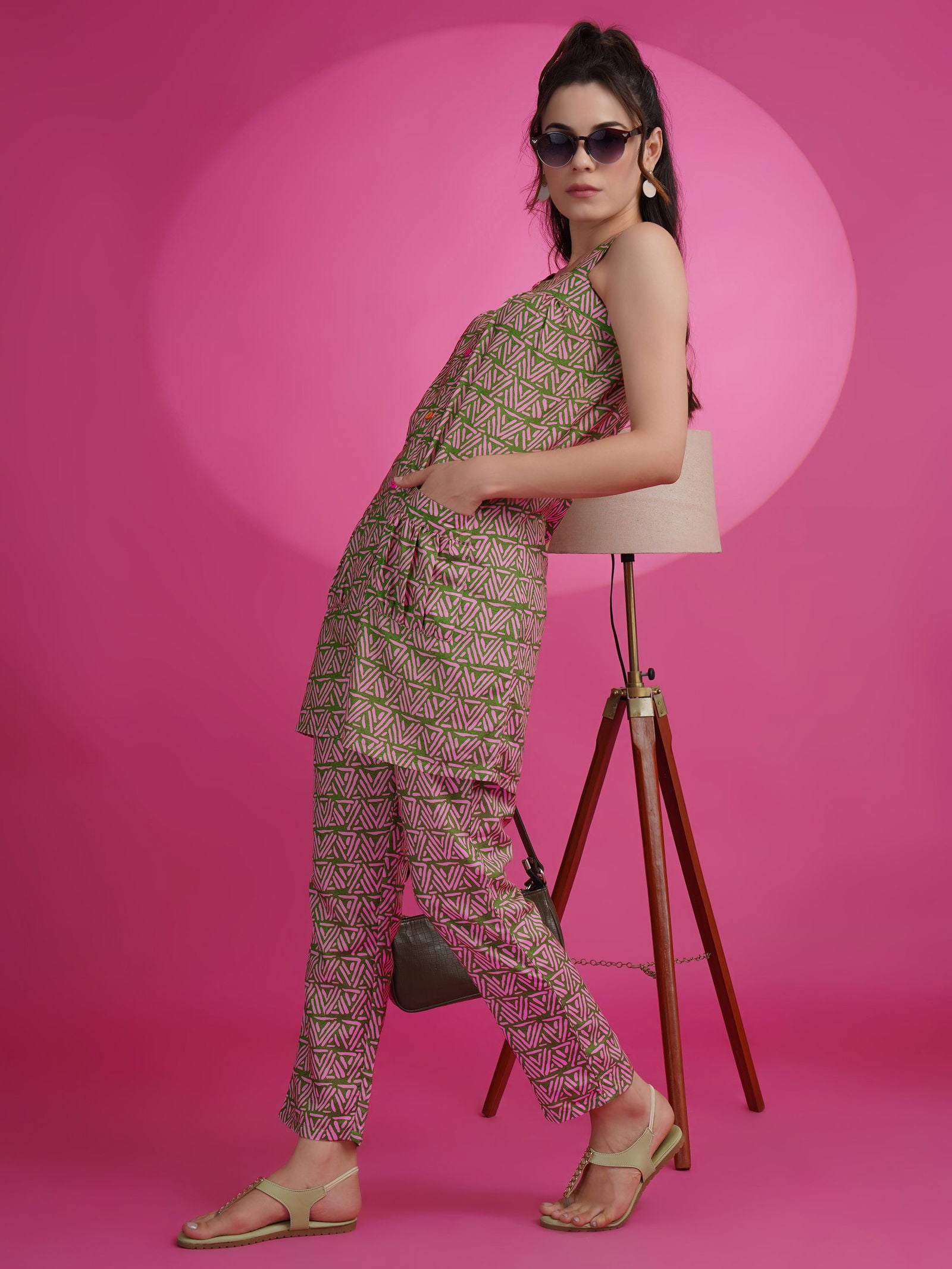 Youthnic - Rayon Digital Print A-line Sleeveless Co-ords Set