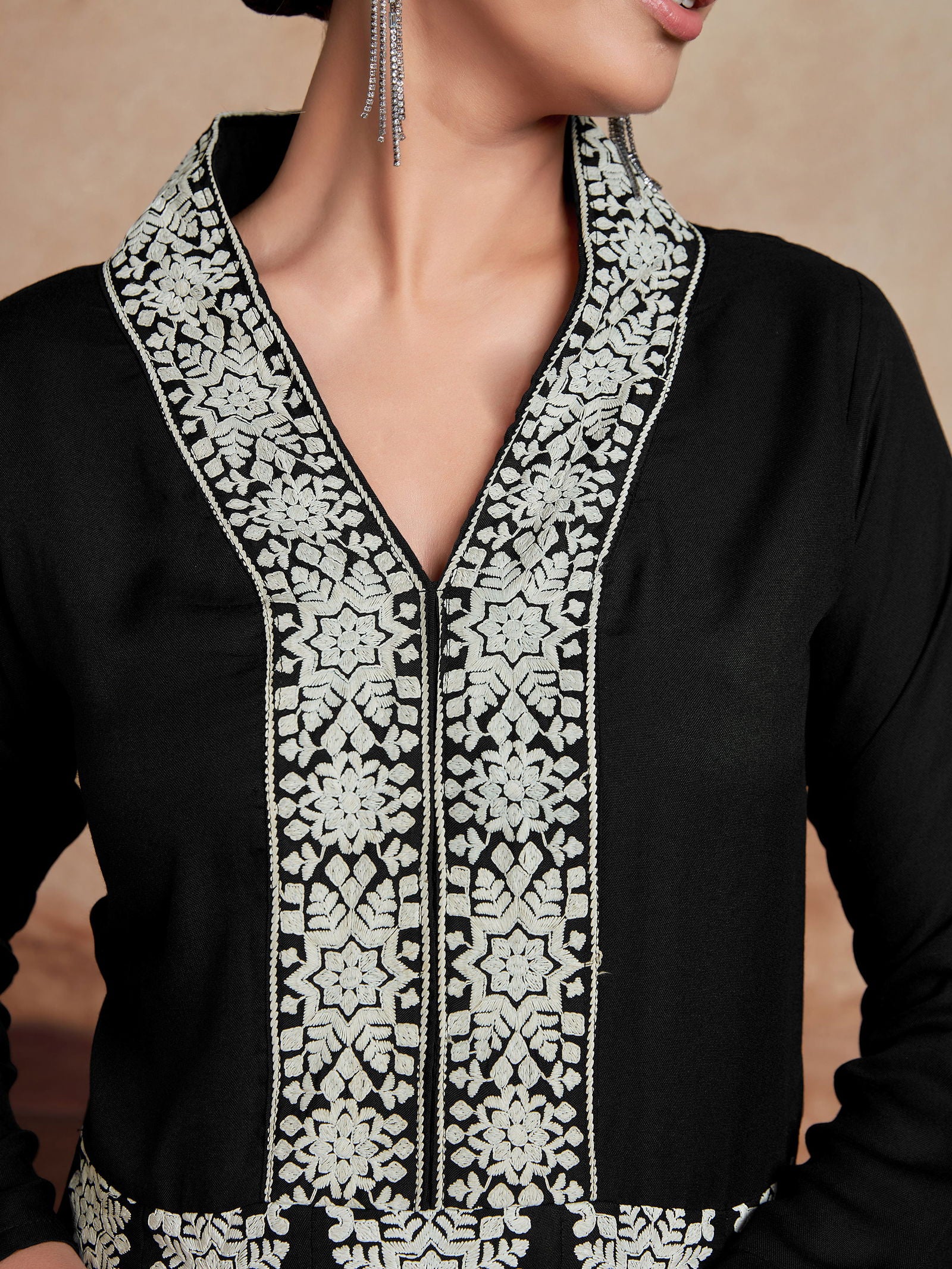 Youthnic - Women's Rayon Chikankari Embroidery Work Anarkali Dress