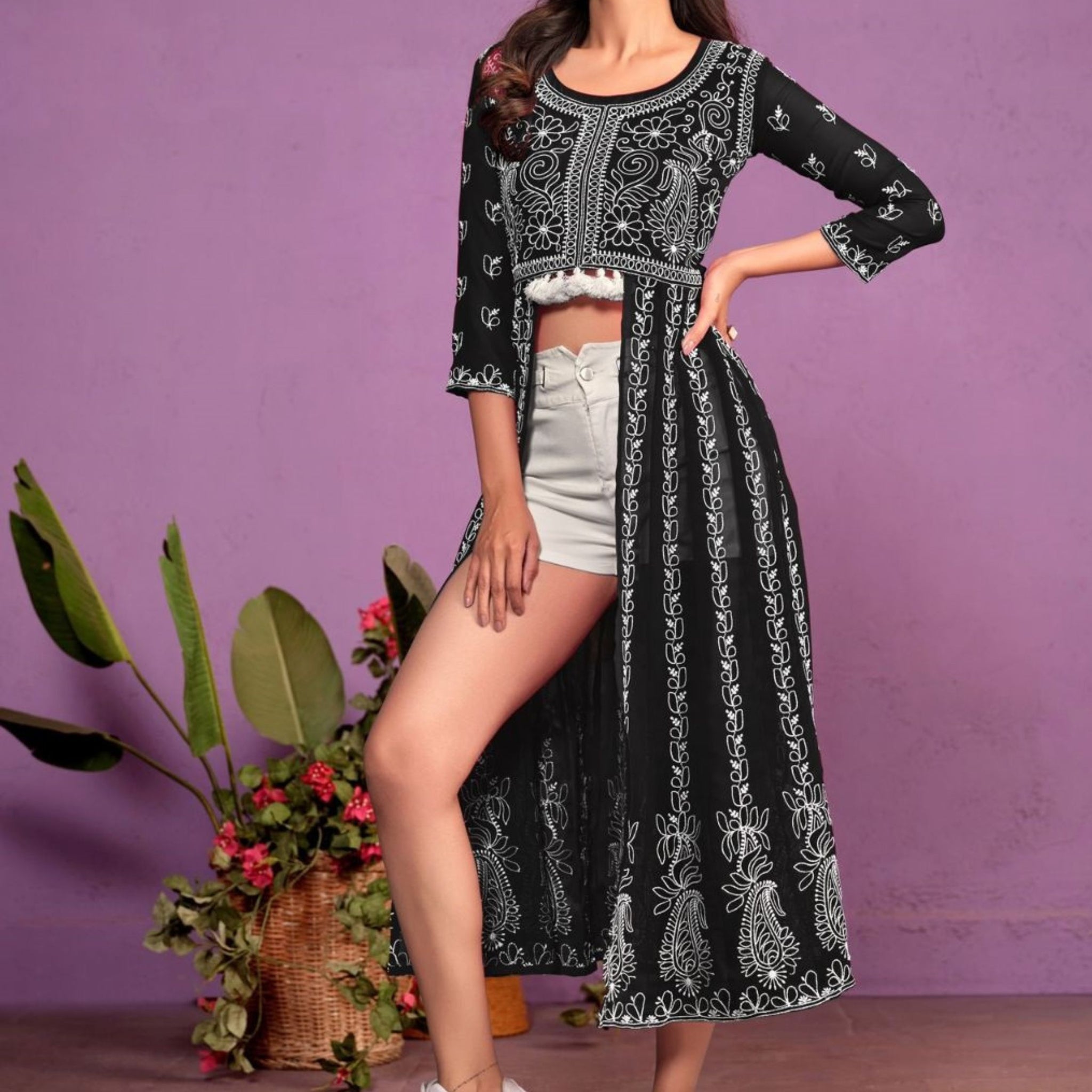 Georgette Chikankari Embroidered Kurta