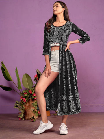 Georgette Chikankari Embroidered Kurta