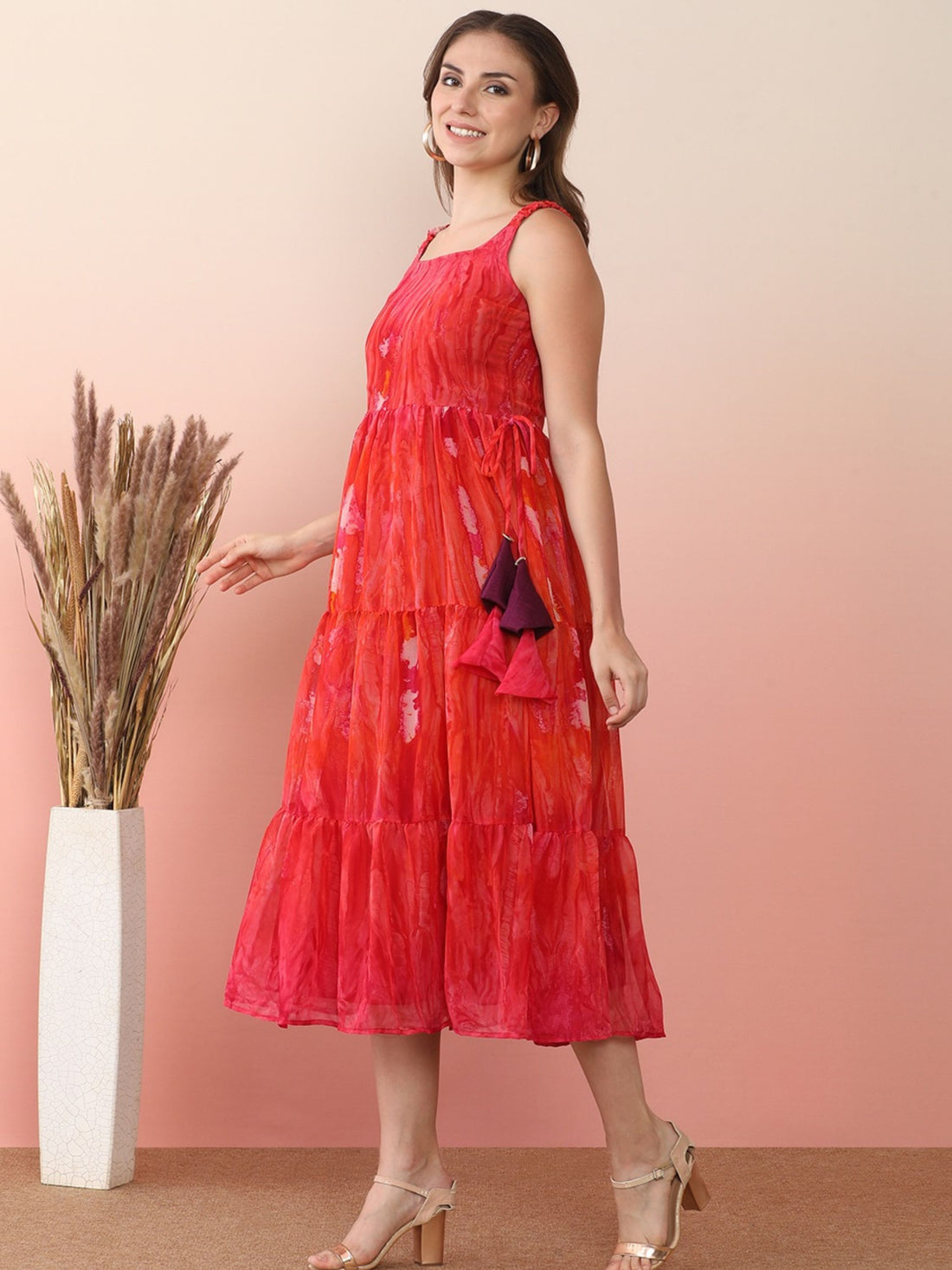 Pink Georgette Anarkali Digital Print Dress