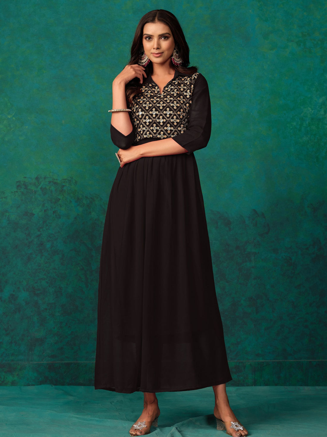 Georgette Embroidered Anarkali Kurta