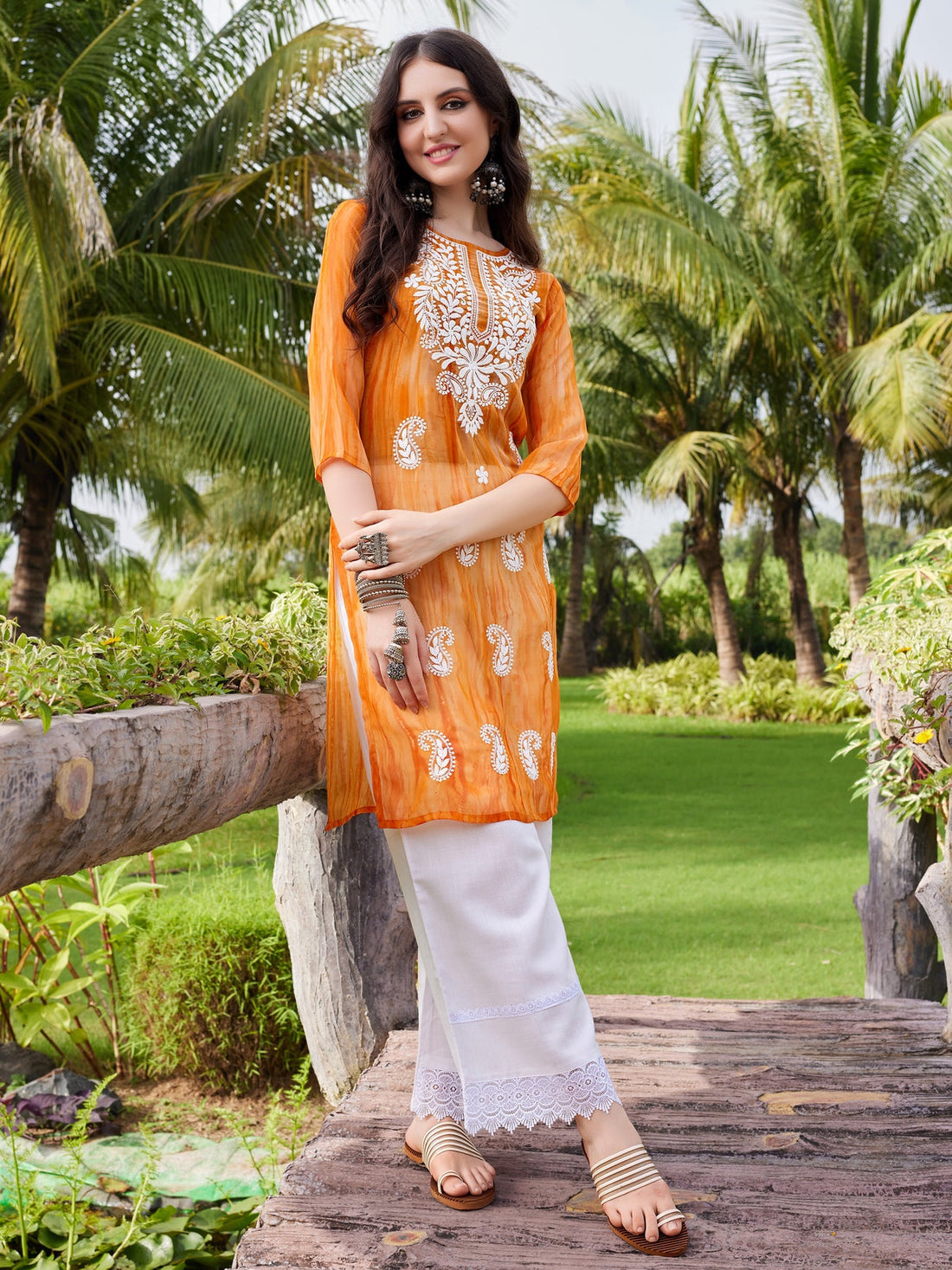 Georgette Chikankari Embroidery Straight Kurta