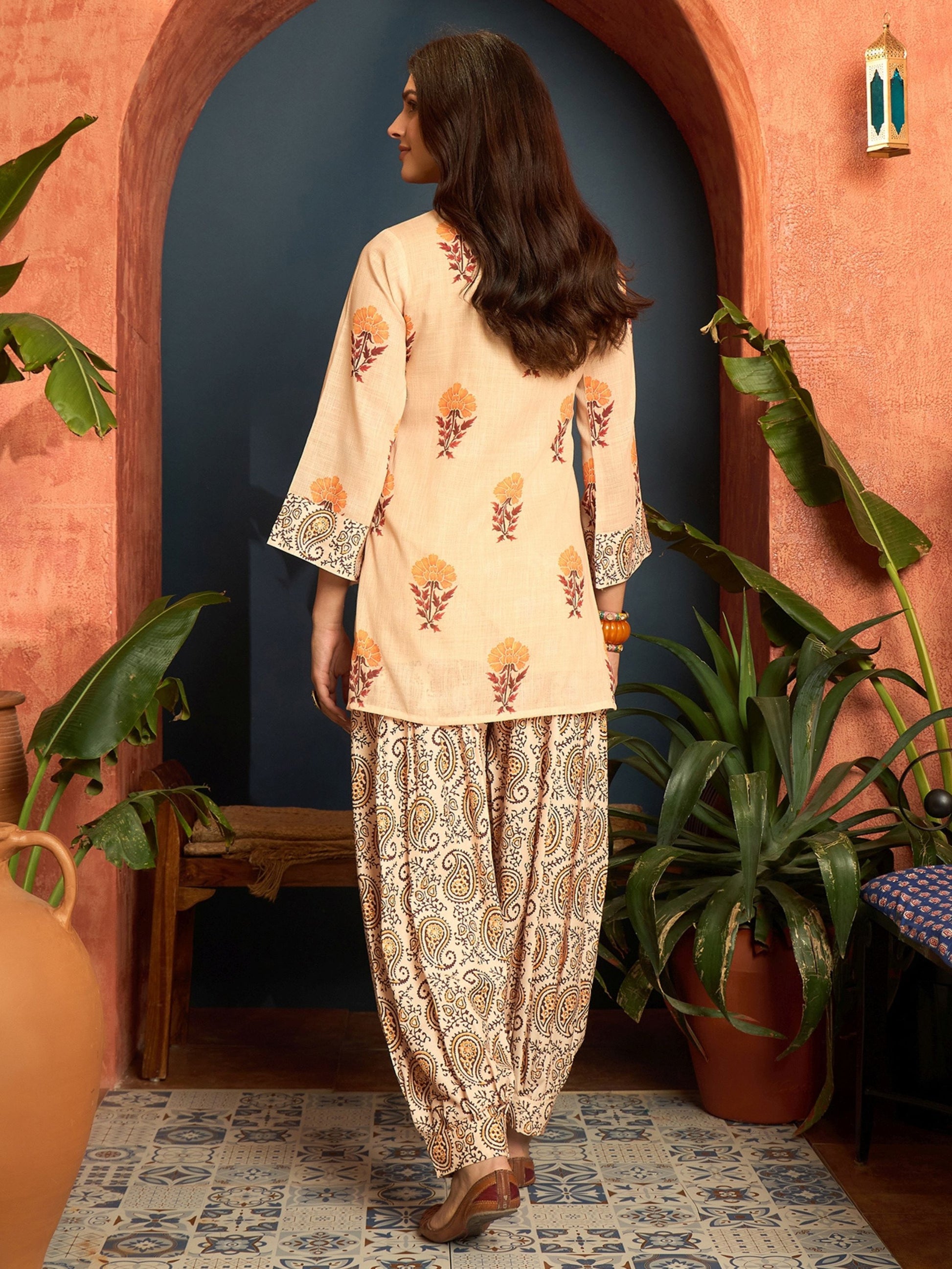 Youthnic beige linen kurti set — lifestyle flat lay