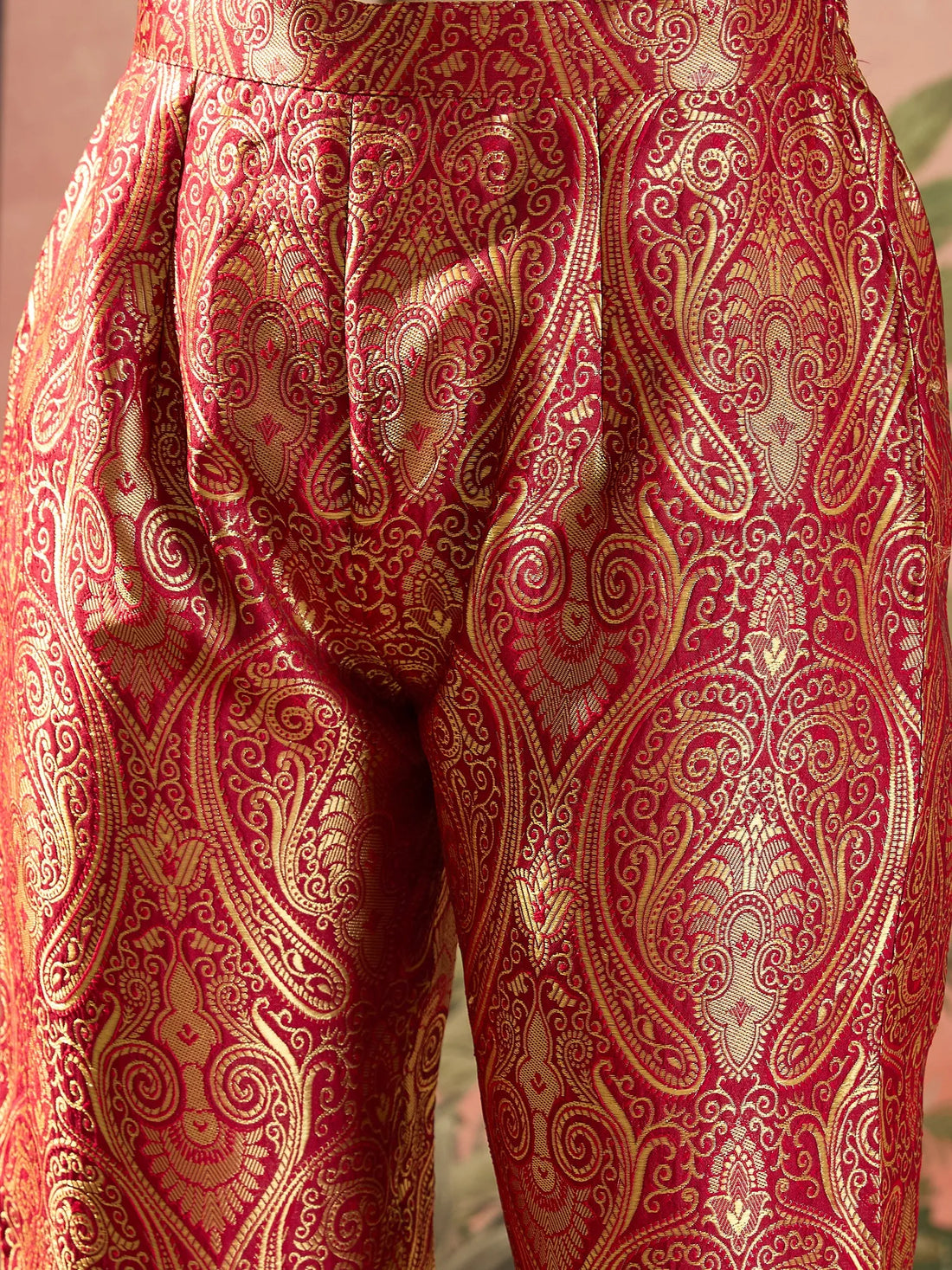 Maroon  Velvet Embroidered Straight Kurta Pant Set