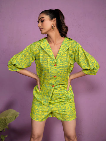 Beautifully Printed Poly Rayon Shorts & Shirt coords set