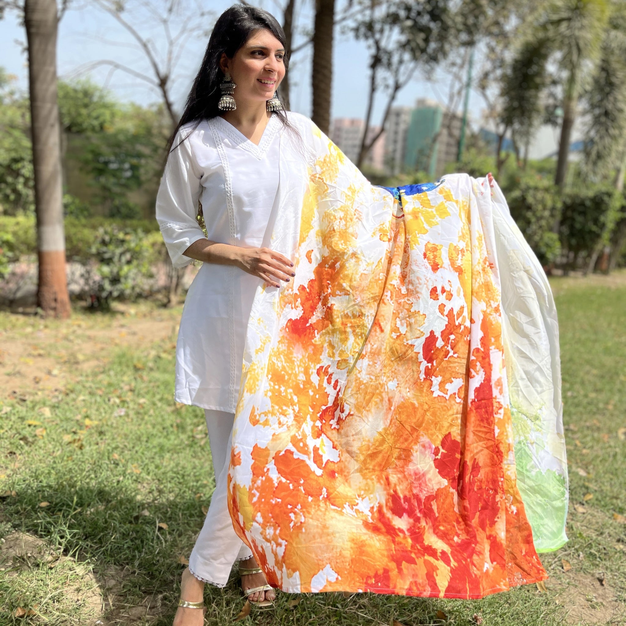 Cotton Silk Digital Print Tricolor Dupatta for Independence  Day