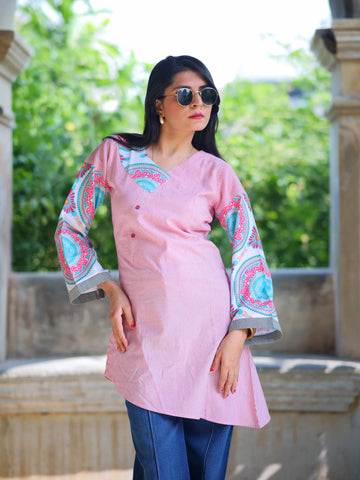 Youthnic Women's Cotton Blend Summer Wear Stripted High Low Kurti