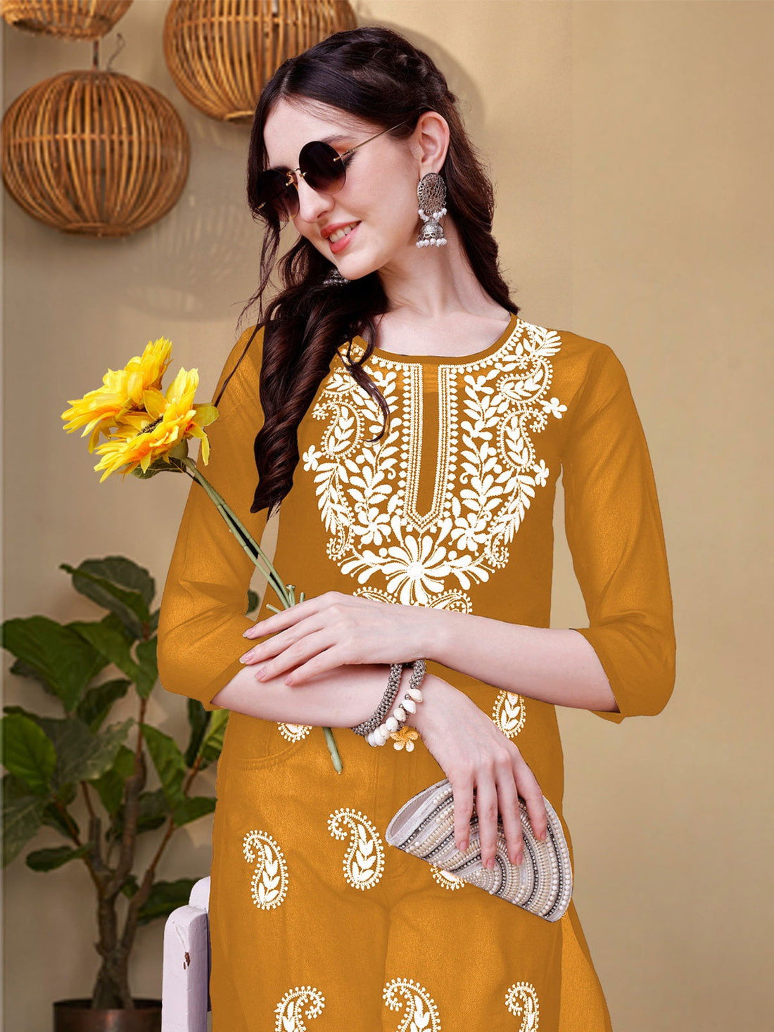 Youthnic - Georgette Embroidered Embroidered Straight Short Kurti