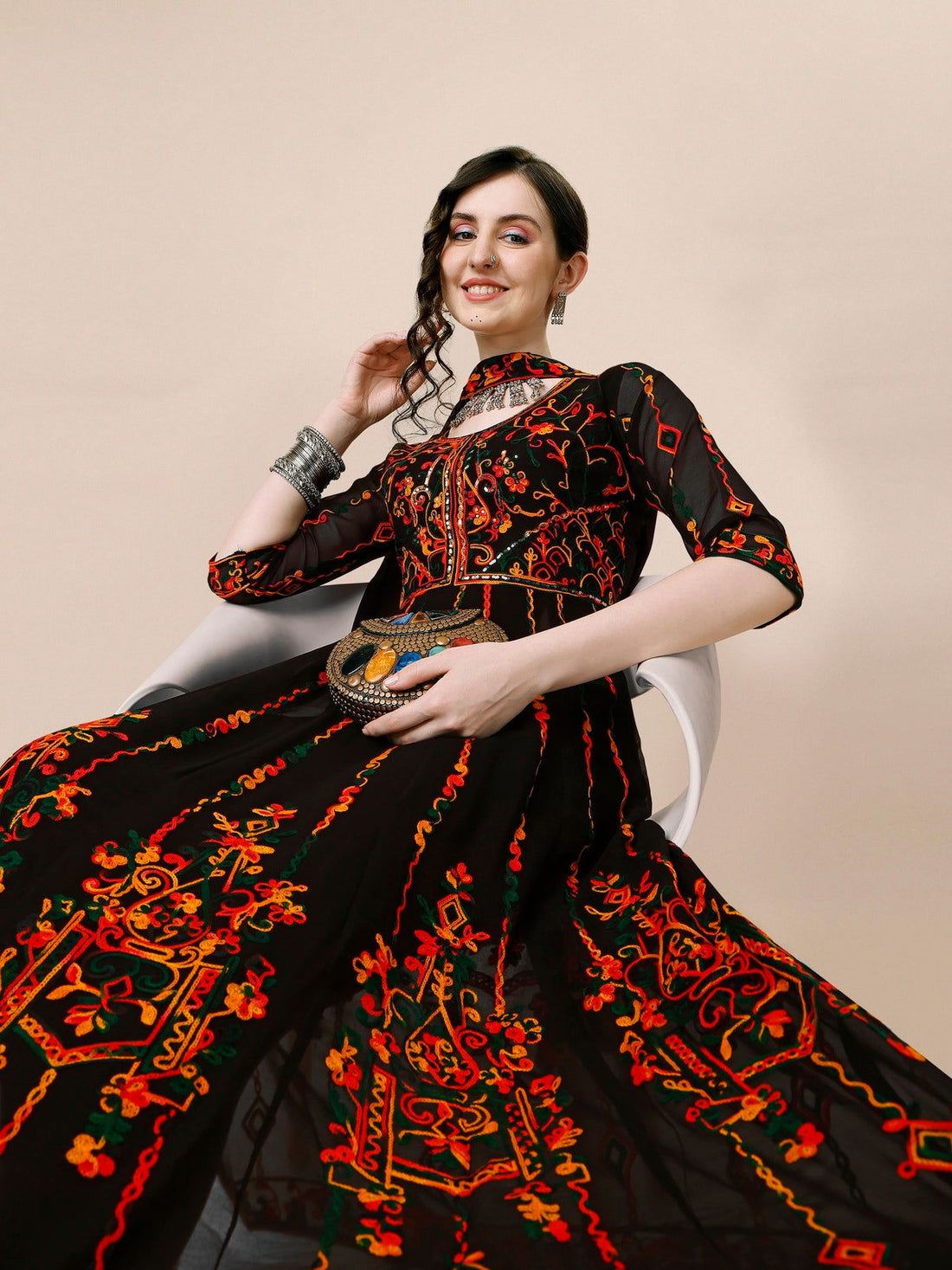 Youthnic - Georgette Embroidered and Sequence Work Anarkali Kurta and Dupatta Set