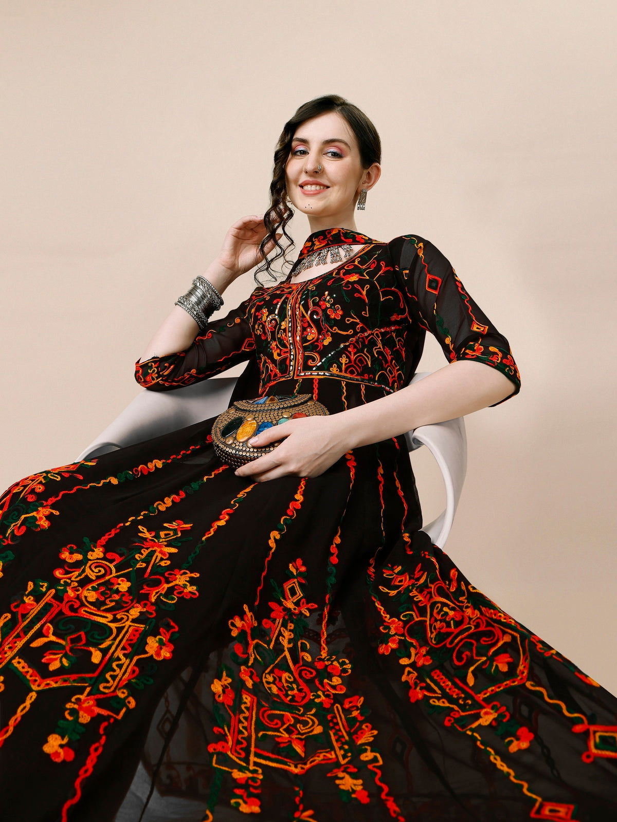 Youthnic - Georgette Embroidered and Sequence Work Anarkali Kurta and Dupatta Set