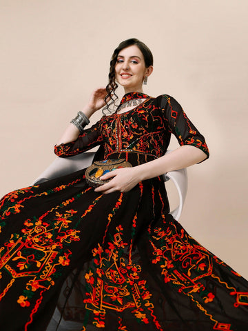 Youthnic - Georgette Embroidered and Sequence Work Anarkali Kurta and Dupatta Set