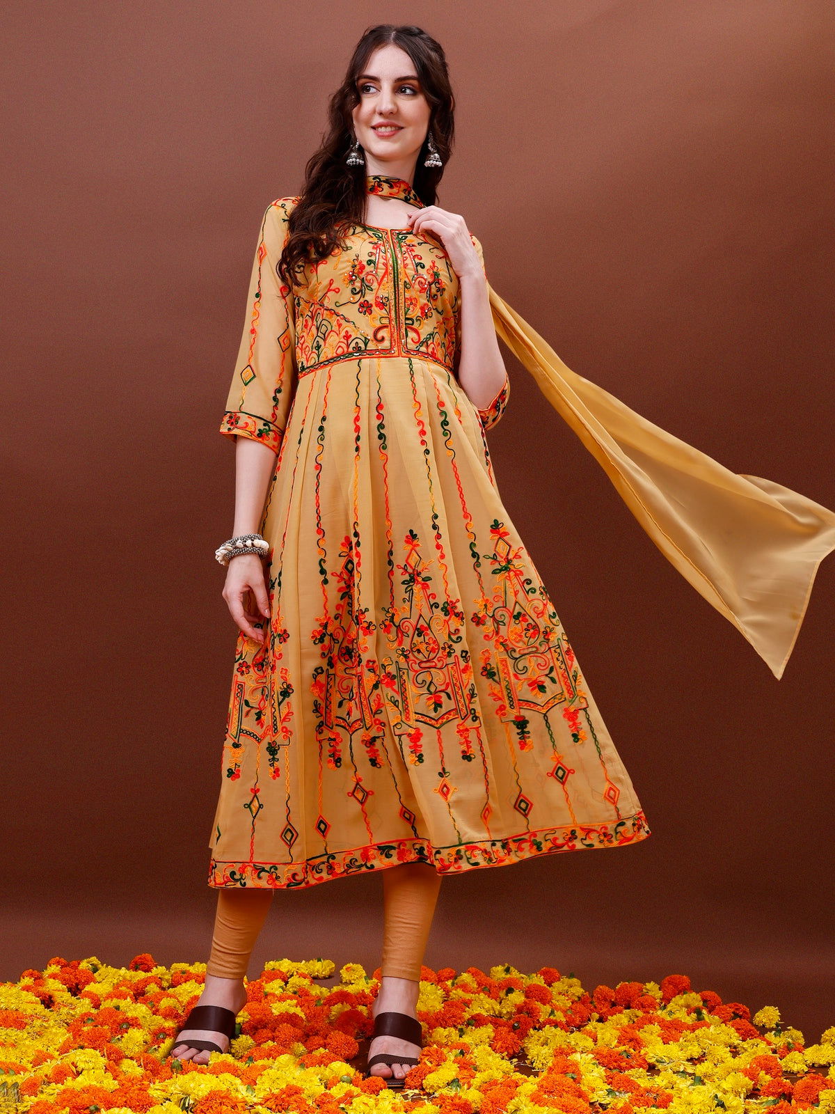 Youthnic - Georgette Embroidered and Sequence Work Anarkali Kurta and Dupatta Set