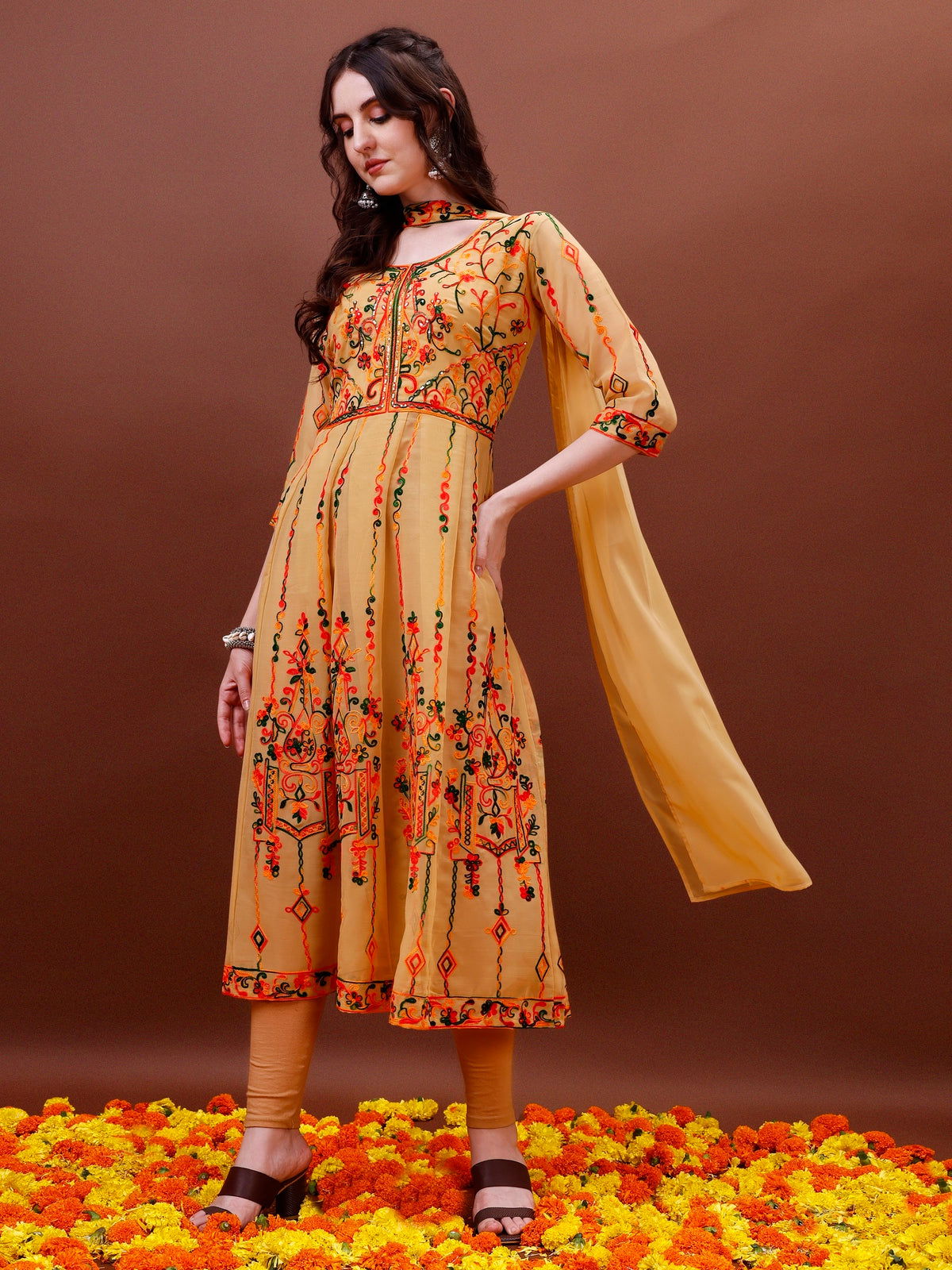 Youthnic - Georgette Embroidered and Sequence Work Anarkali Kurta and Dupatta Set