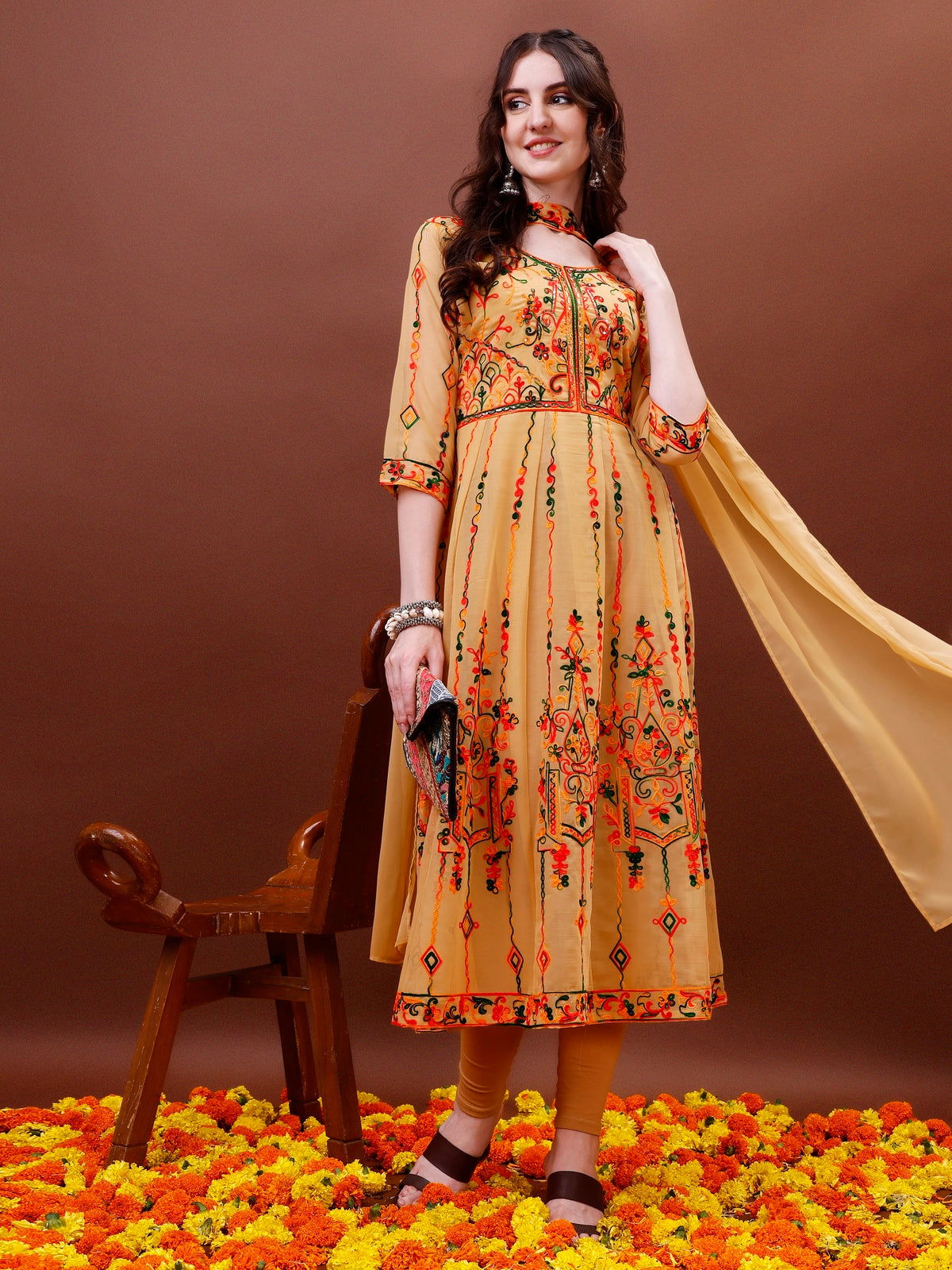 Youthnic - Georgette Embroidered and Sequence Work Anarkali Kurta and Dupatta Set