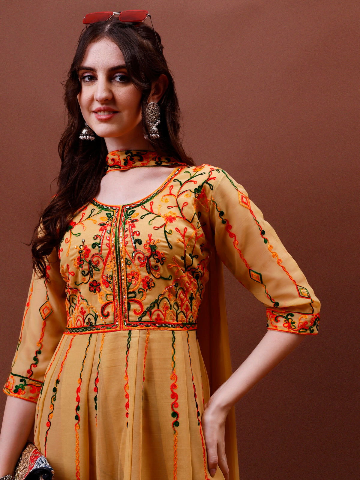 Youthnic - Georgette Embroidered and Sequence Work Anarkali Kurta and Dupatta Set