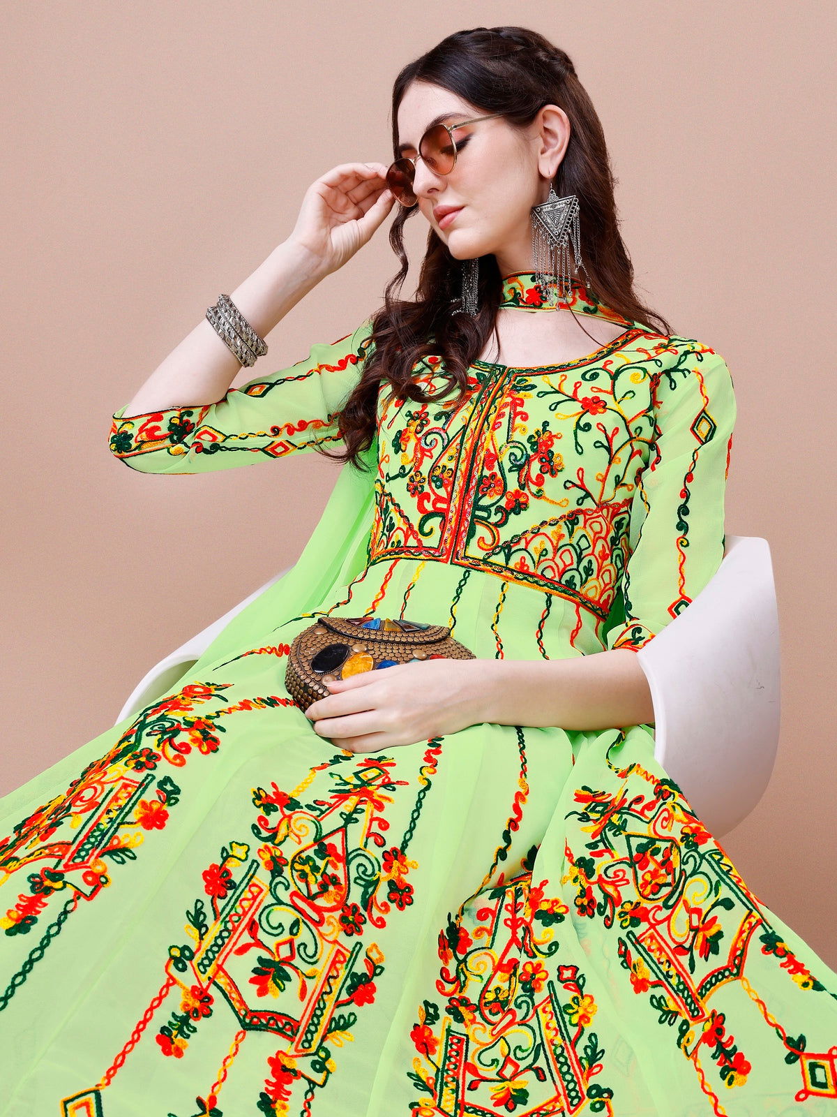 Youthnic - Georgette Embroidered and Sequence Work Anarkali Kurta and Dupatta Set
