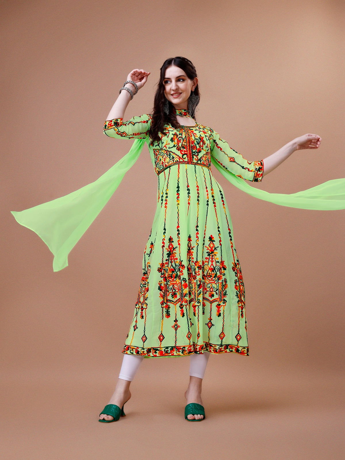 Youthnic - Georgette Embroidered and Sequence Work Anarkali Kurta and Dupatta Set