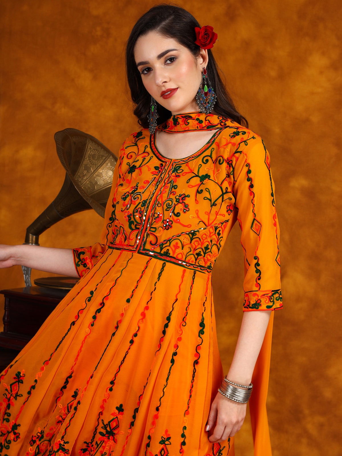 Youthnic - Georgette Embroidered and Sequence Work Anarkali Kurta and Dupatta Set