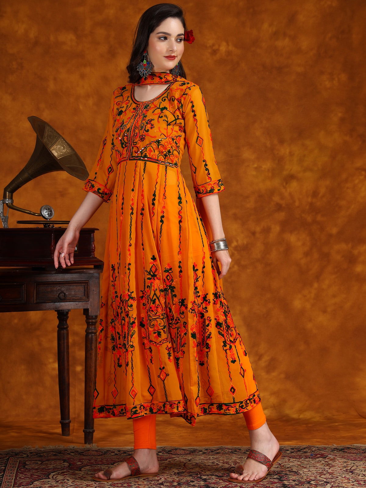Youthnic - Georgette Embroidered and Sequence Work Anarkali Kurta and Dupatta Set