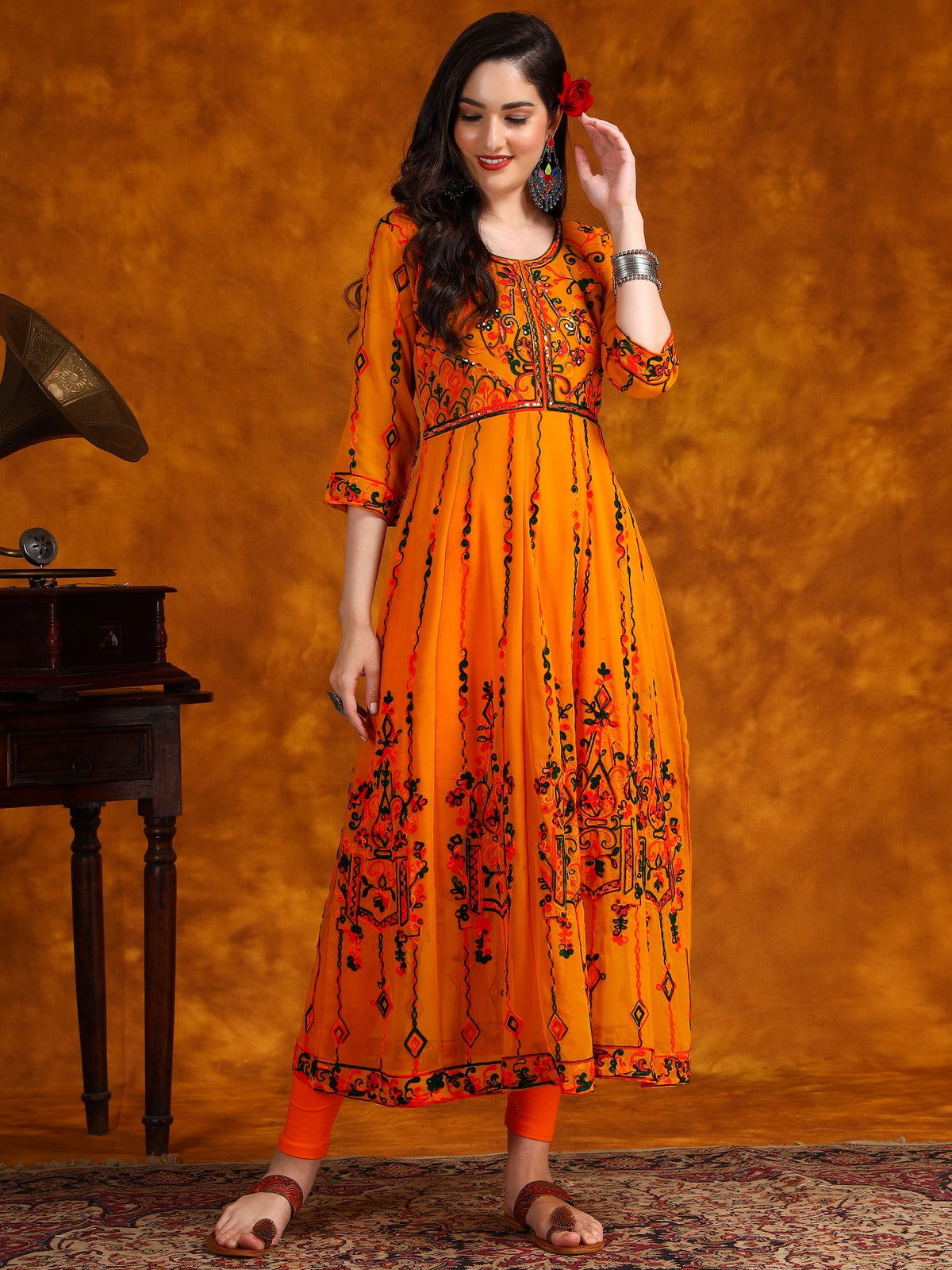Youthnic - Georgette Embroidered and Sequence Work Anarkali Kurta and Dupatta Set
