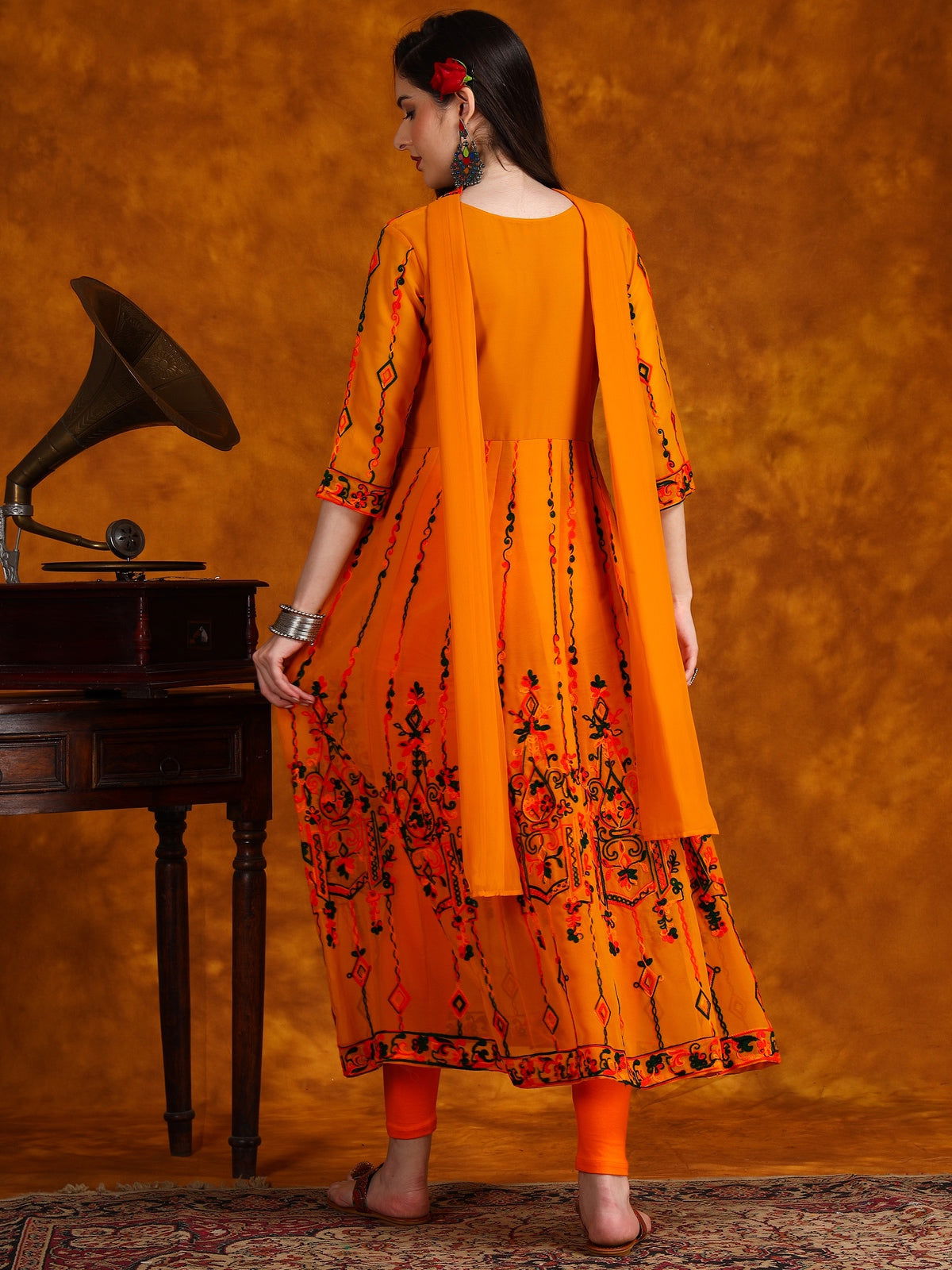 Youthnic - Georgette Embroidered and Sequence Work Anarkali Kurta and Dupatta Set