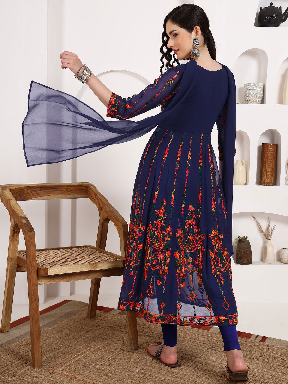 Youthnic - Georgette Embroidered and Sequence Work Anarkali Kurta and Dupatta Set
