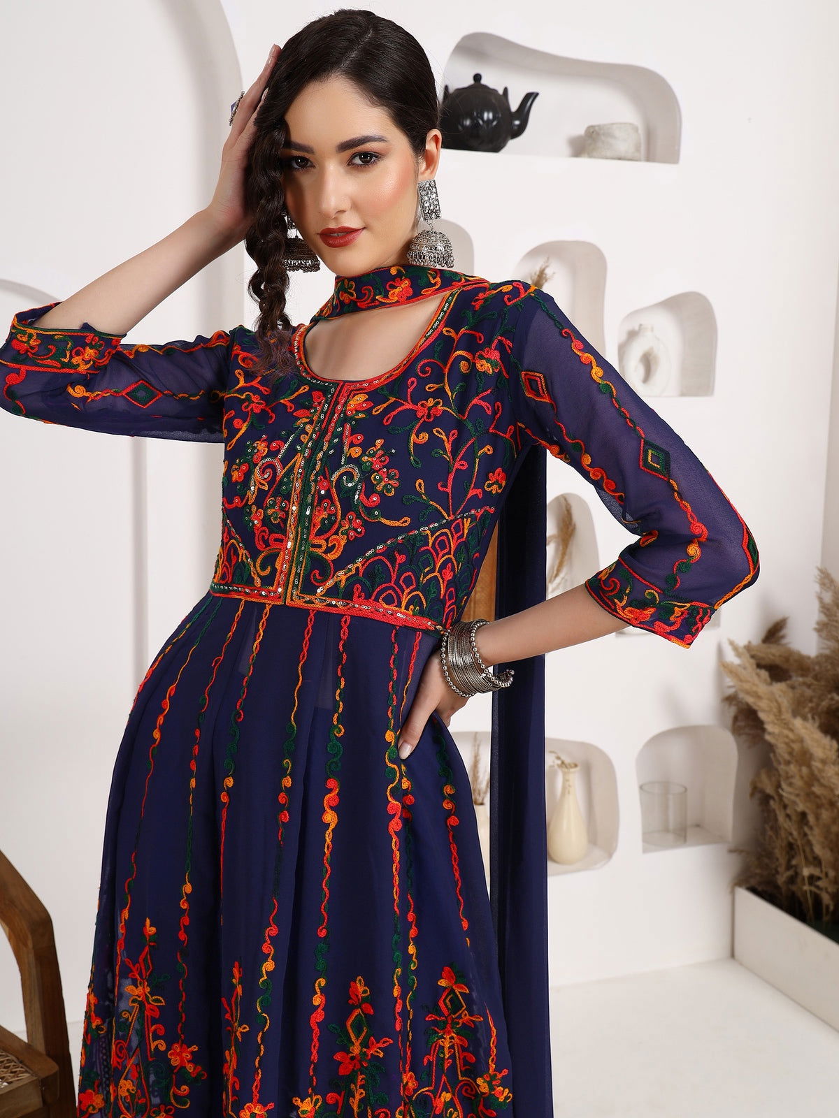 Youthnic - Georgette Embroidered and Sequence Work Anarkali Kurta and Dupatta Set