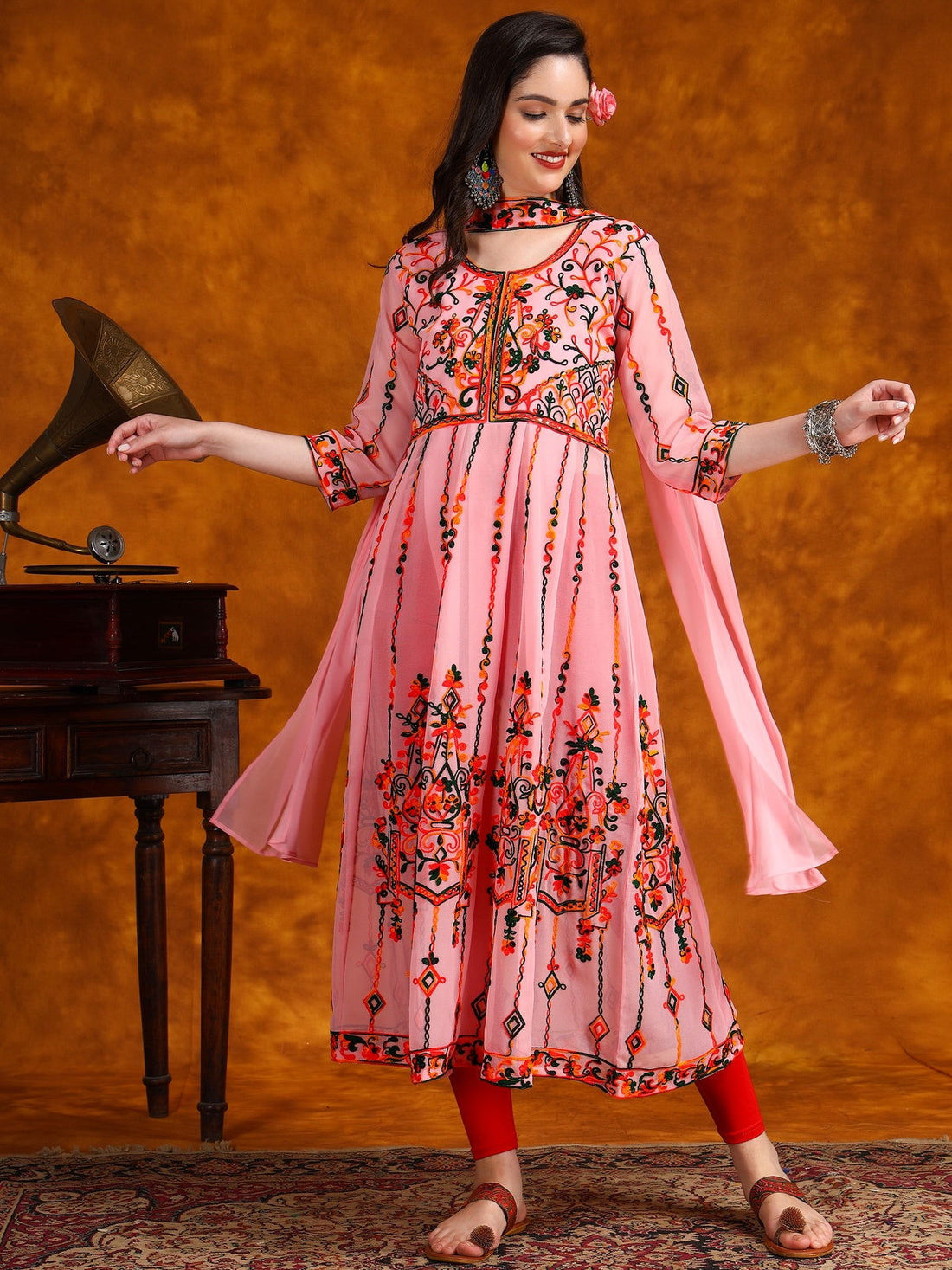 Youthnic - Georgette Embroidered and Sequence Work Anarkali Kurta and Dupatta Set