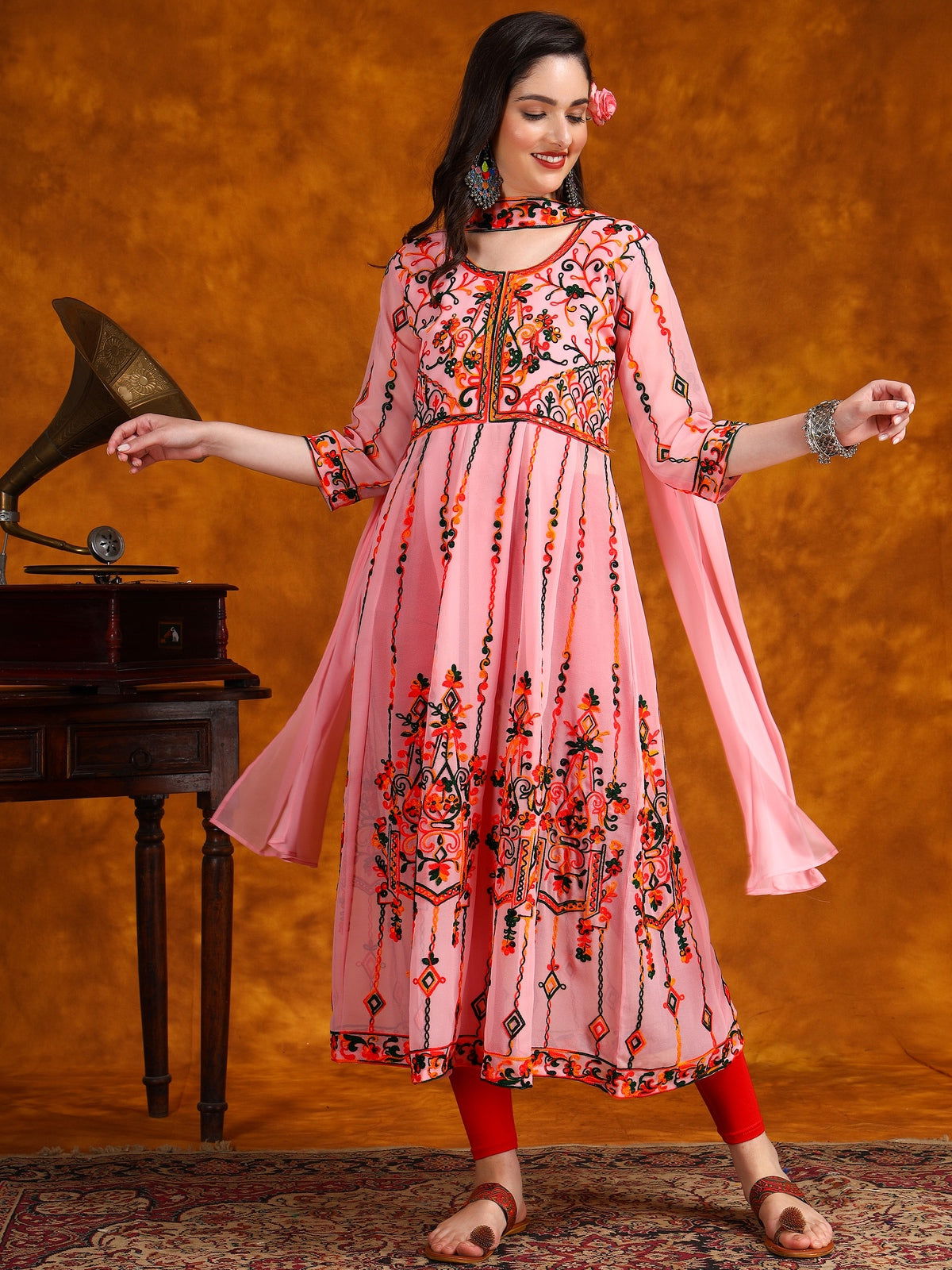 Youthnic - Georgette Embroidered and Sequence Work Anarkali Kurta and Dupatta Set