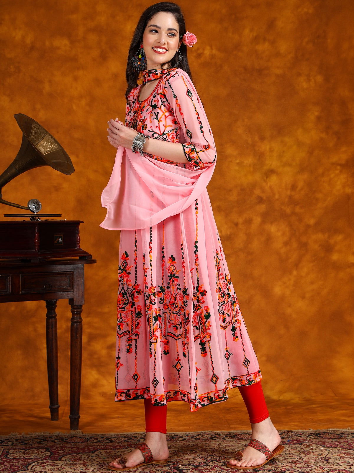 Youthnic - Georgette Embroidered and Sequence Work Anarkali Kurta and Dupatta Set