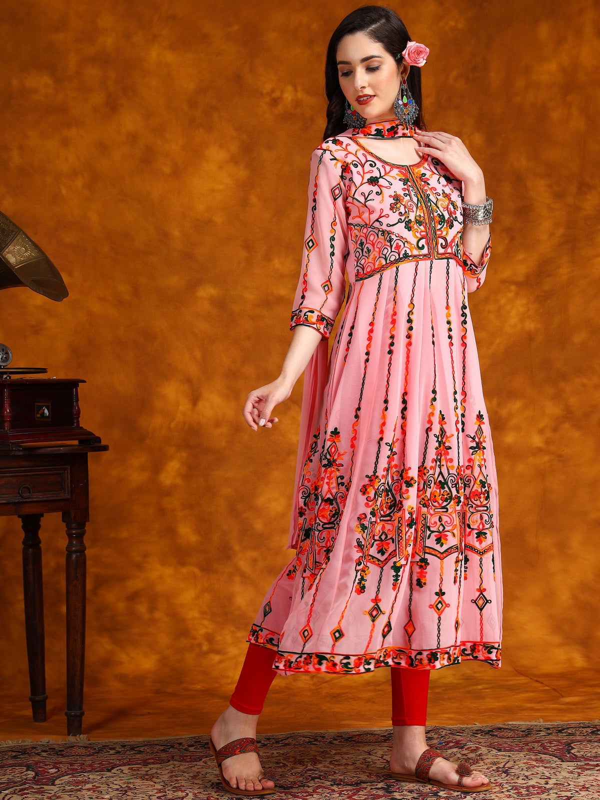 Youthnic - Georgette Embroidered and Sequence Work Anarkali Kurta and Dupatta Set