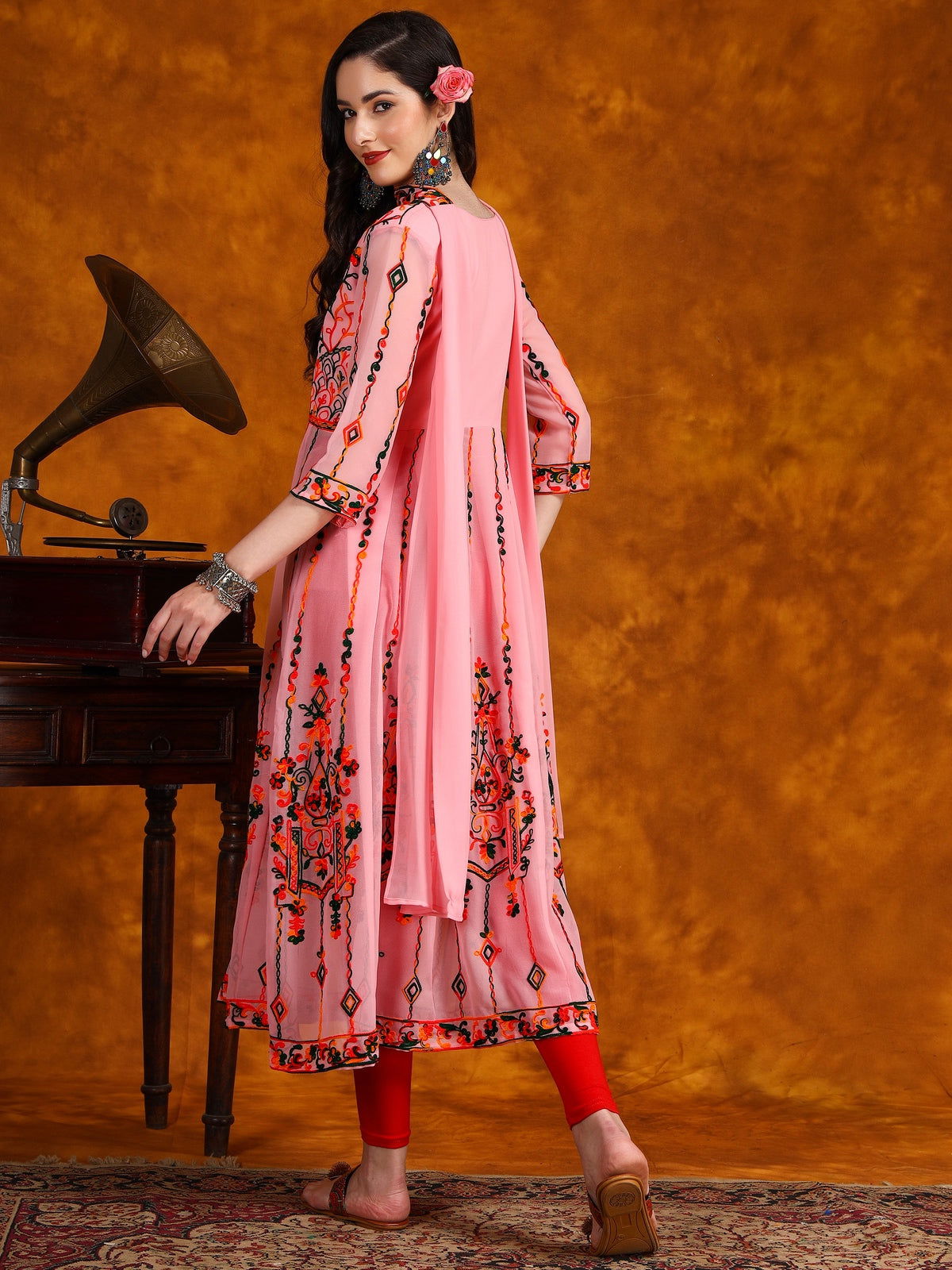 Youthnic - Georgette Embroidered and Sequence Work Anarkali Kurta and Dupatta Set