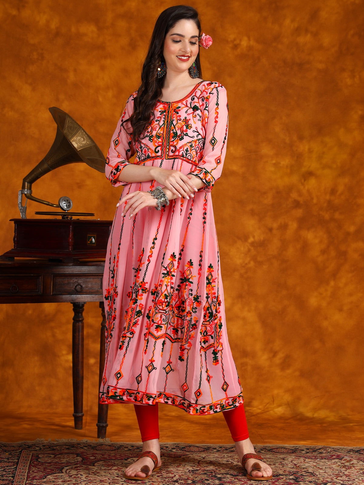Youthnic - Georgette Embroidered and Sequence Work Anarkali Kurta and Dupatta Set