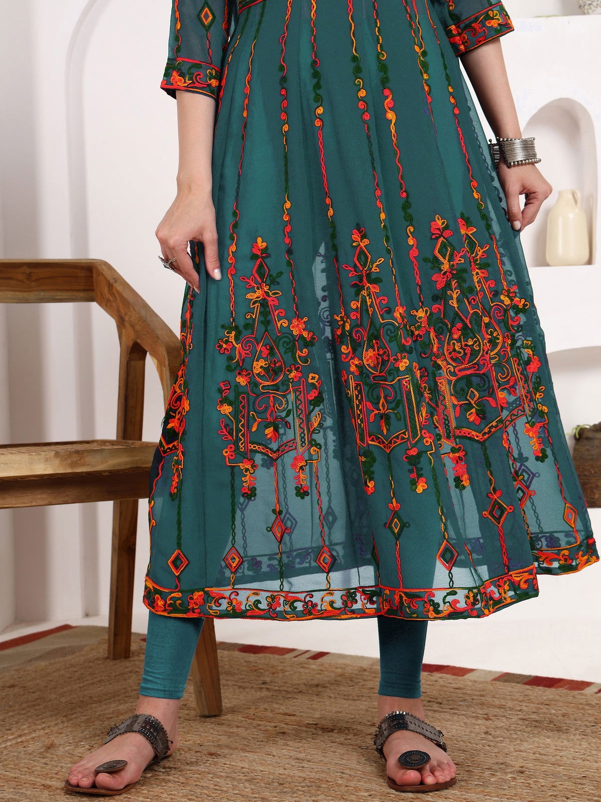 Youthnic - Georgette Embroidered and Sequence Work Anarkali Kurta and Dupatta Set