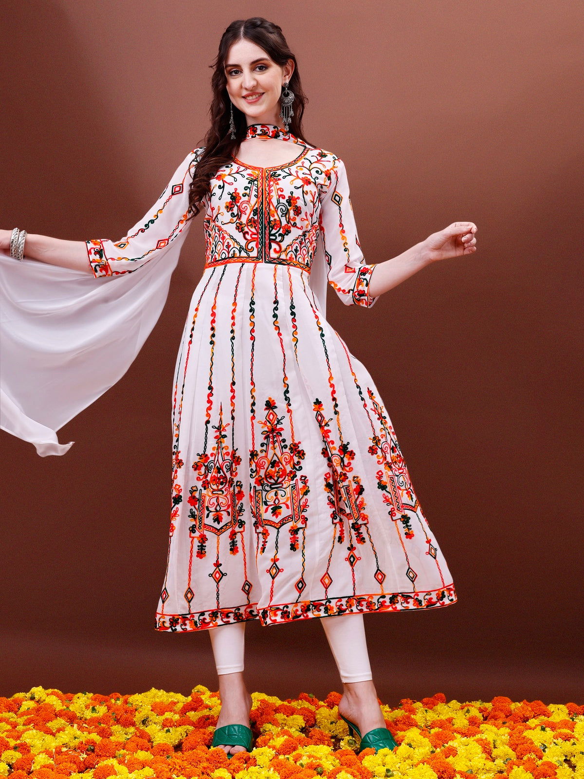 Youthnic - Georgette Embroidered and Sequence Work Anarkali Kurta and Dupatta Set