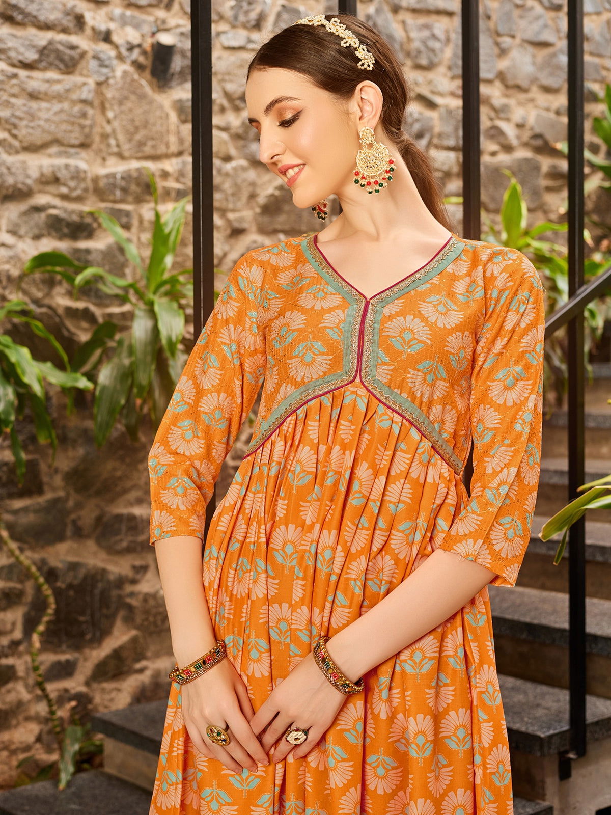 Youthnic - Musline Printed and Embroidered Work Alia Cut and Naira Cut Kurta Pant and Dupatta Set