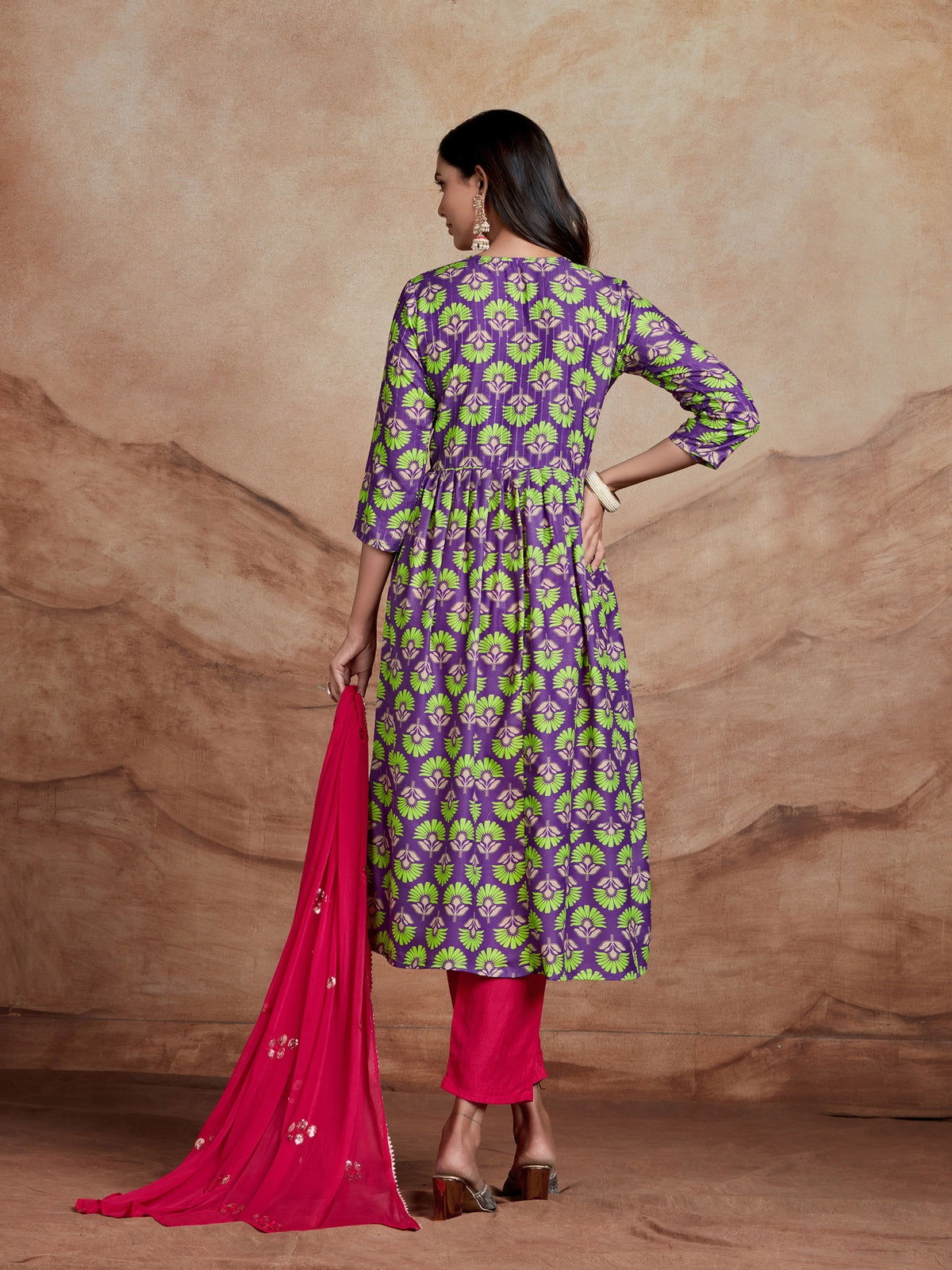 Youthnic - Musline Printed and Embroidered Work Alia Cut and Naira Cut Kurta Pant and Dupatta Set