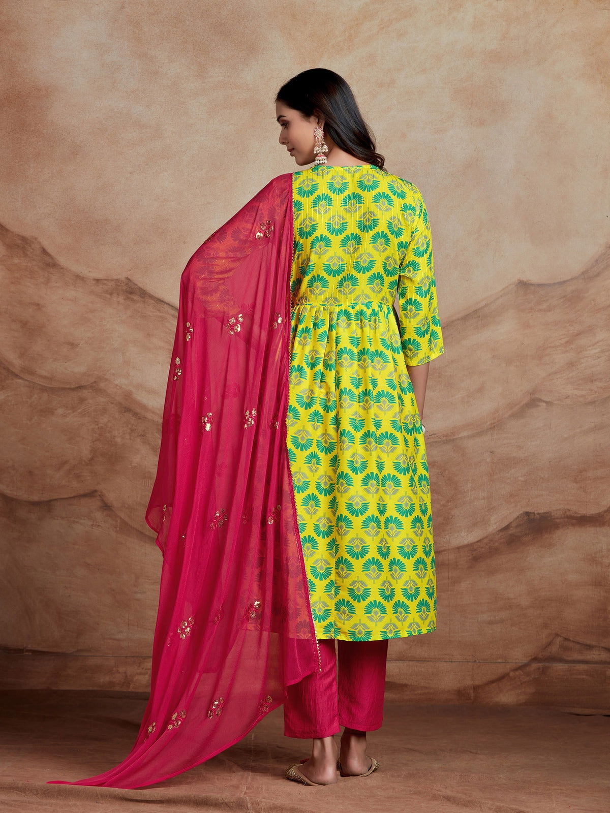 Youthnic - Musline Printed and Embroidered Work Alia Cut and Naira Cut Kurta Pant and Dupatta Set