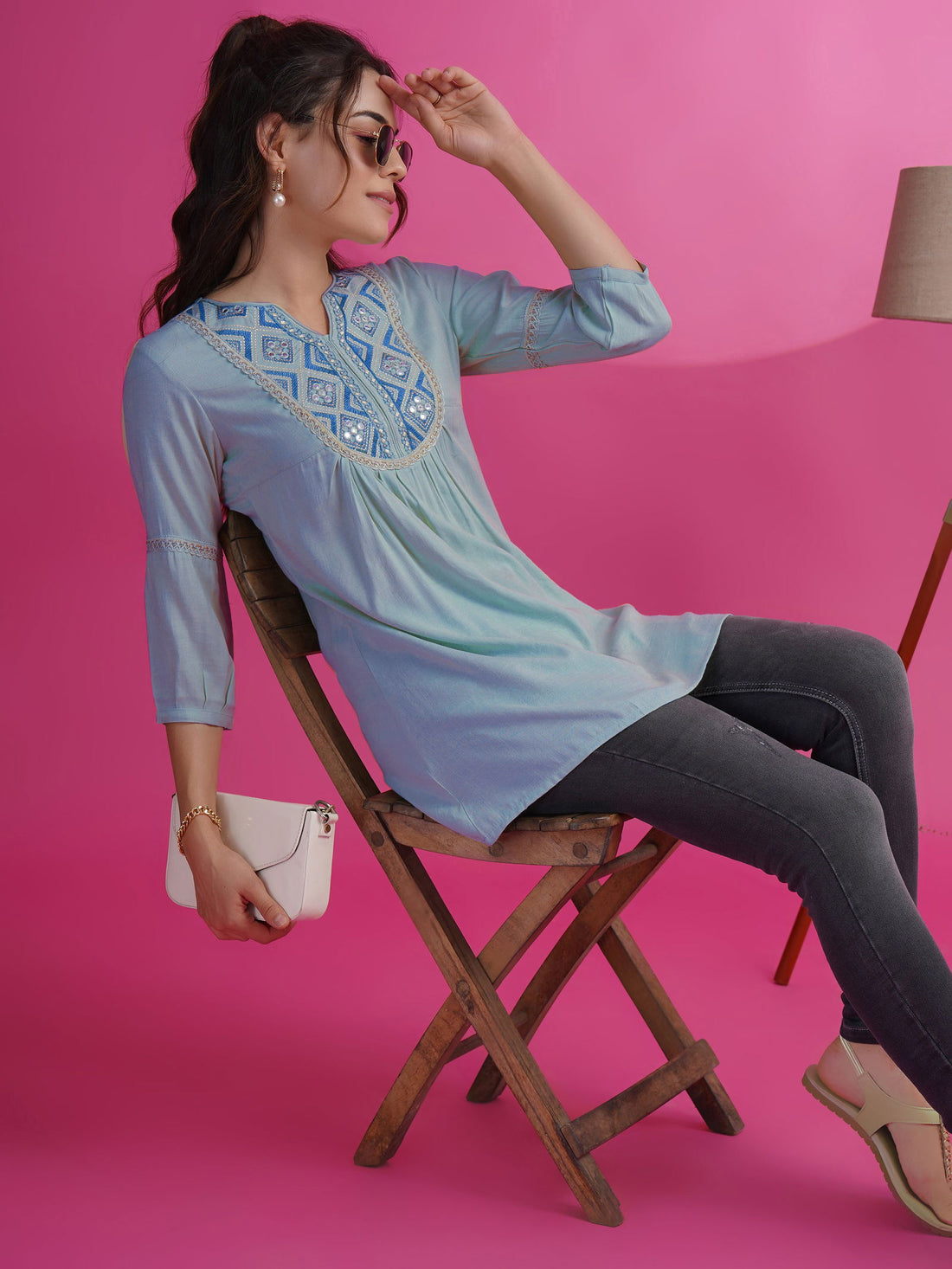 Youthnic - Poly Rayon Embroidered Short Kurti