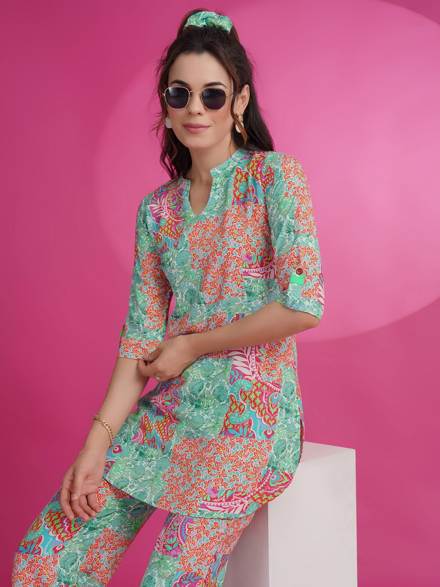 Youthnic - Poly Rayon Straight Floral Print Co-ords Set For Women