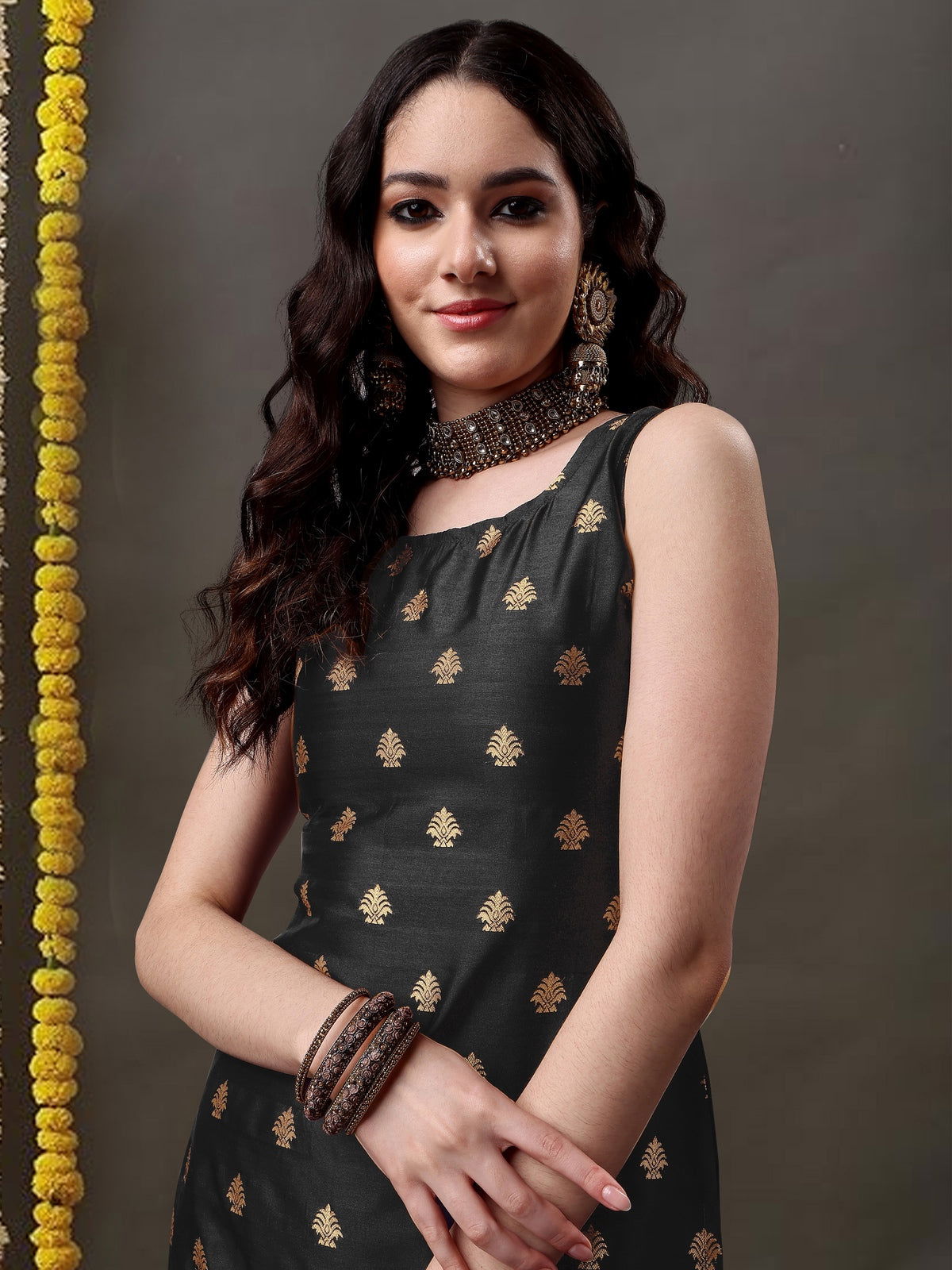 Youthnic - Silk Straight Kurta Salwar Pant With Banarasi Dupatta