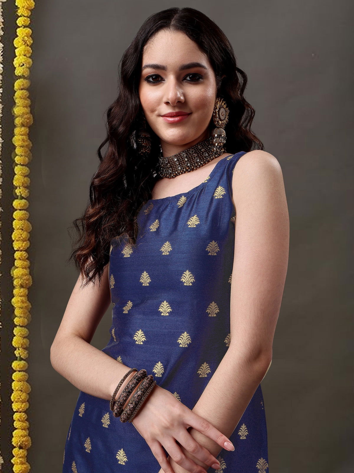Youthnic - Silk Straight Kurta Salwar Pant With Banarasi Dupatta