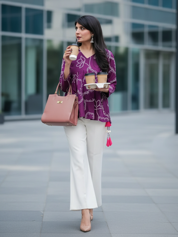 Wine Cotton Blend Bandhani Print Alia Cut Peplum Top With Tassles and Kodi